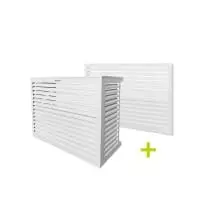 DECOCLIM® - ALU - White - size S with rear side mitsubishi daikin air conditioning cover