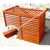 DECOCLIM® - HOUT - maat L met uitbreidingsset deksel voor buitenairconditioner