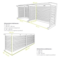 DECOCLIM – ALU – Moosgrün (RAL 6005) – Größe S. - Doppelseitiges Modell Doppelte große Aluminium-Klimaanlagenabdeckung