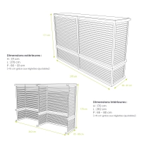 DECOCLIM - ALU - Vert mousse (RAL 6005) - Taille XXL - Modèle double latéral Grand cache clim vert mousse pour haies